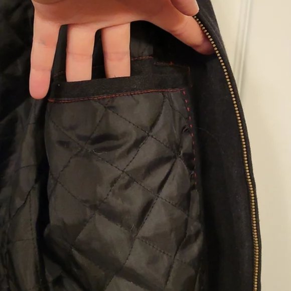 Pinstripe Men's Wool Blend Coat- Gray- Size L - Picture 4 of 10